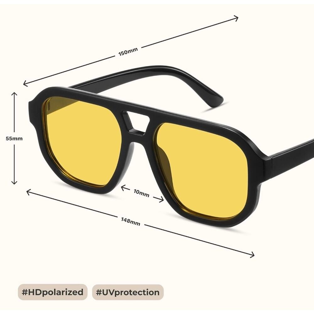 livho Trendy Polarized Square Aviator Sunglasses Unisex Eyewear Frame Retro S15 - Picture 4 of 8